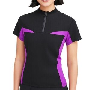 Ibex Giro Cycling Jersey Merino Wool Black Purple Short Sleeves Women's Large